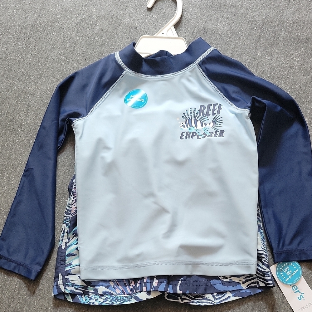 Carter's Blue and Gray Rashguard Swim Shirt